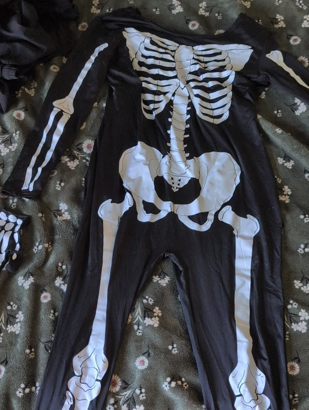 Kids Black Skeleton One-Piece Costume
